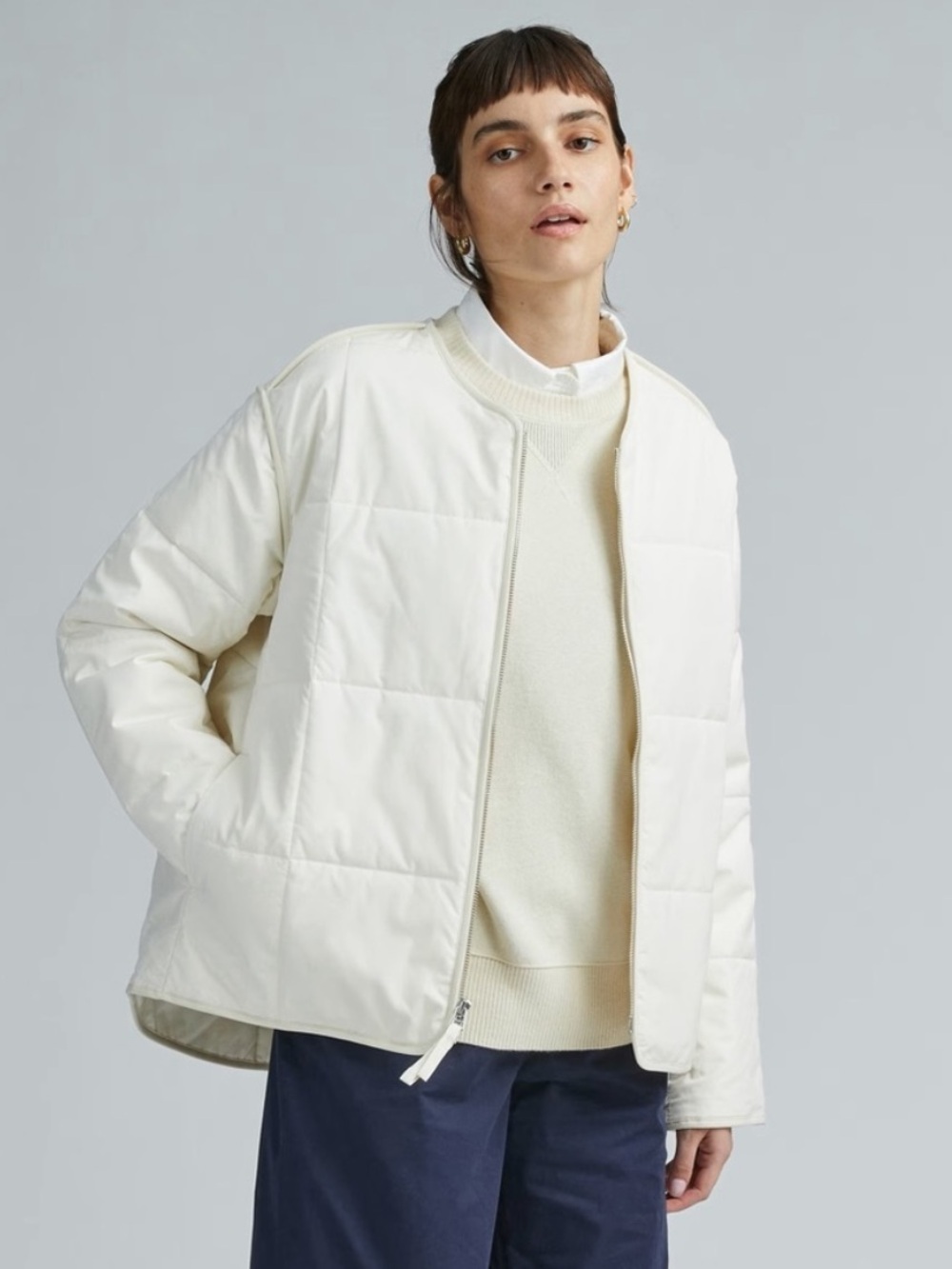 Everlane ReNew Quilted Cotton Liner Chore Coat Puffer Barn Utility size XL white